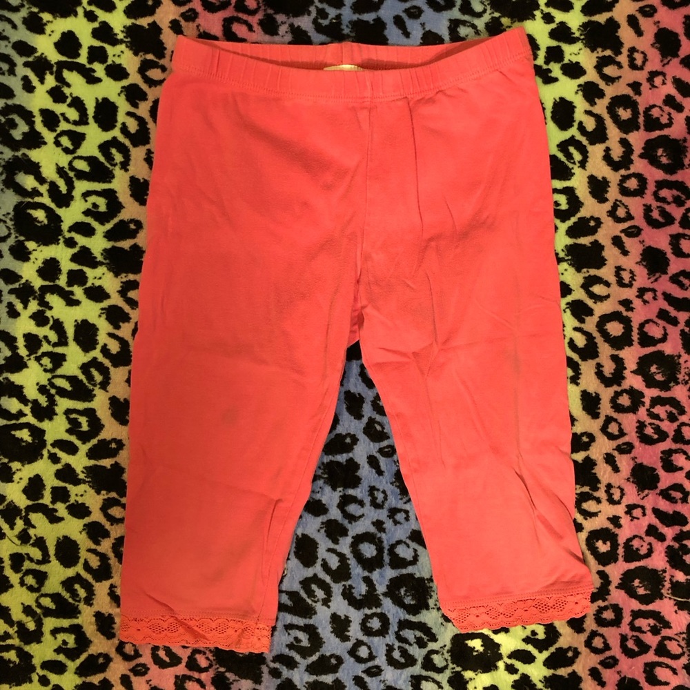 Pink laced cropped leggings